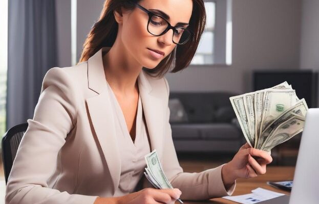 a lady managing finances